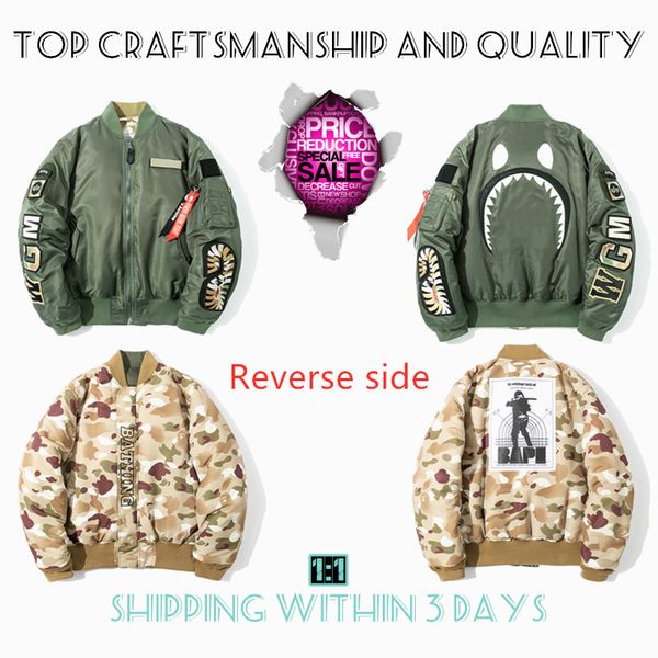 Top Craftsmanship Mens jackets Shark mens Star Spots designers coat Varsity co-branding Stylist Cotton clothes Military style Camouflage jac