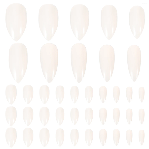 False Nails 1 Set Of 600pcs Fake Nail Tips Patches Artificial Decals Manicure Stickers For Women Lady (White)