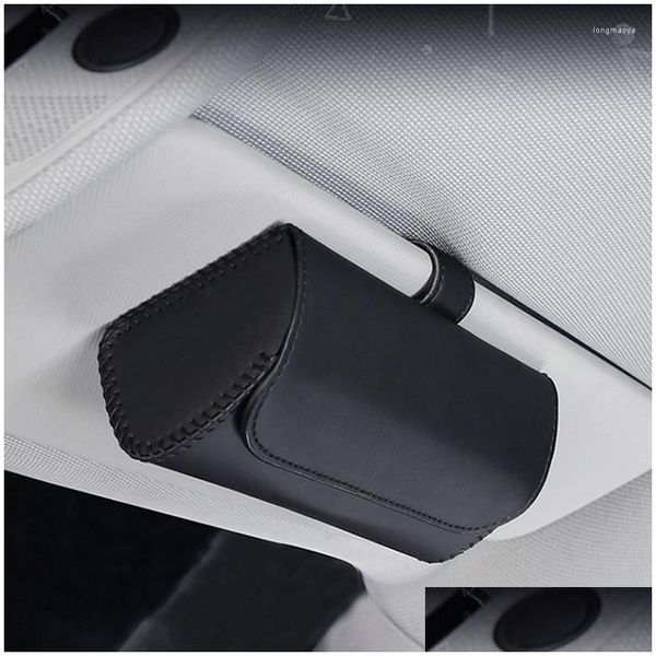 Other Interior Accessories Car Handsewn Glasses Case Sun Visor Storage Box Incar Use Card Clip Bill Folder Sunglasses Drop Delivery Dhrck