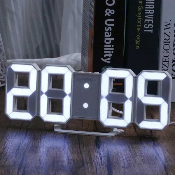 Wall Clocks 3D LED Digital Clock Wall Decoration Glow Night Mode Decoration for Bedroom Adjustable Electronic Watch Room Decor Aesthetics H2