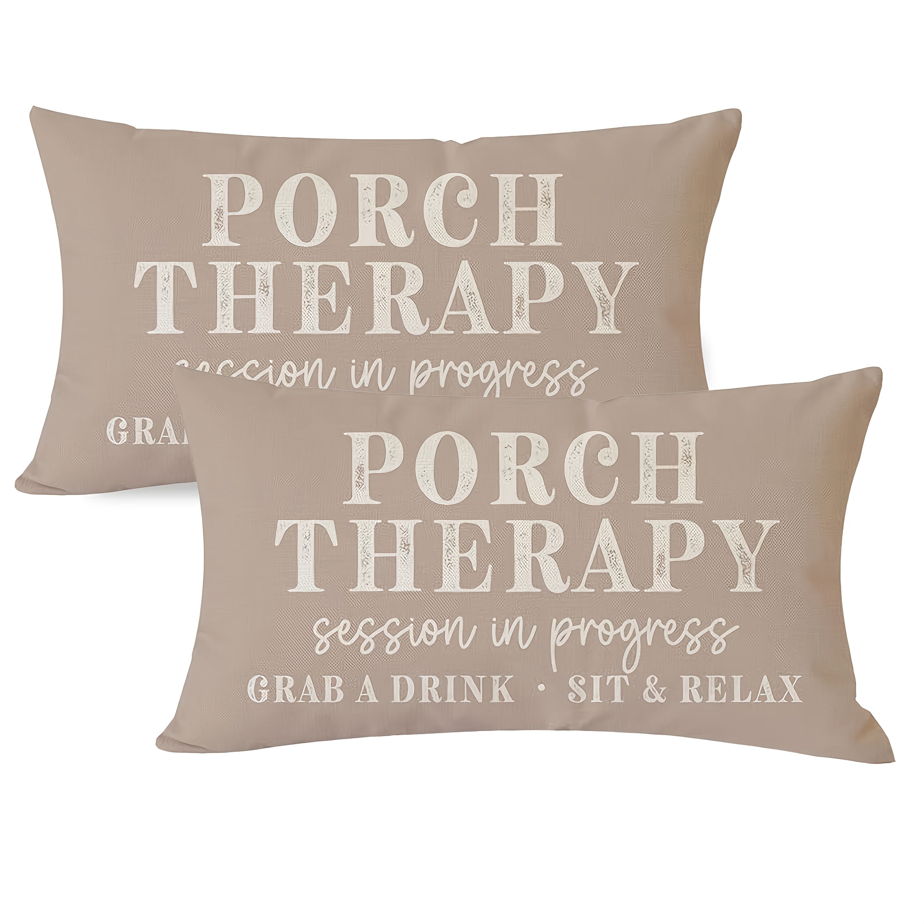 TEMU 2pcs, Farmhouse Style Throw Pillow Cover, 12x20 Inch, Porch Therapy Design, With Decorative Lumbar Pillowcase For Room Types, For Party, Room,