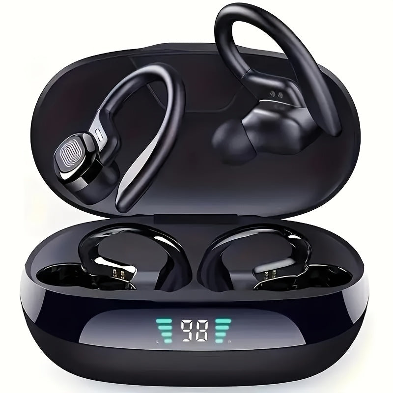 TEMU Wireless Earphones With Built-in High-definition Microphone, Led Screen Charging Box, Automatic Pairing And Long-lasting , Suitable For Sports,