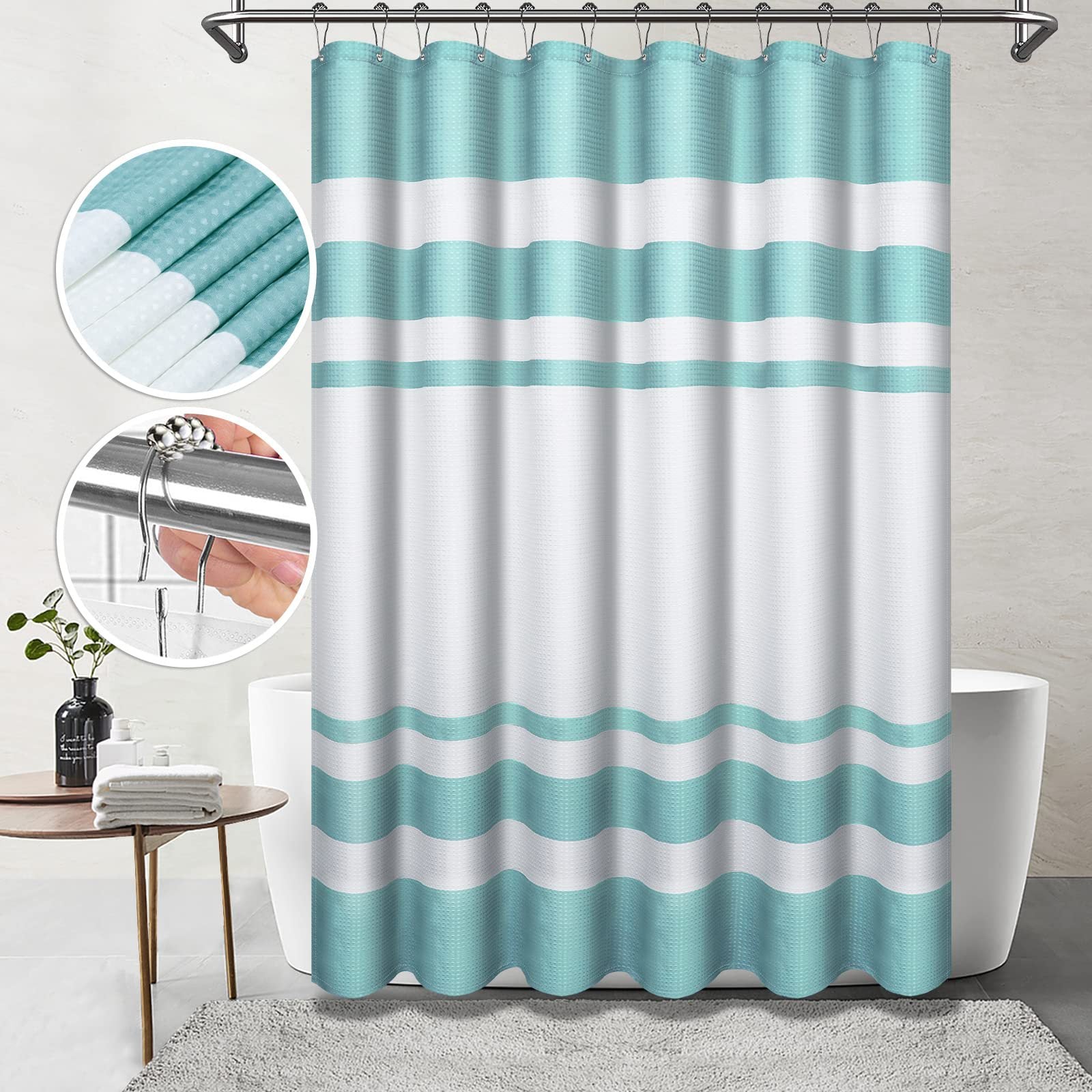 YL-36982 digital printed cloth shower curtain waterproof thick bathroom partition curtain with hook