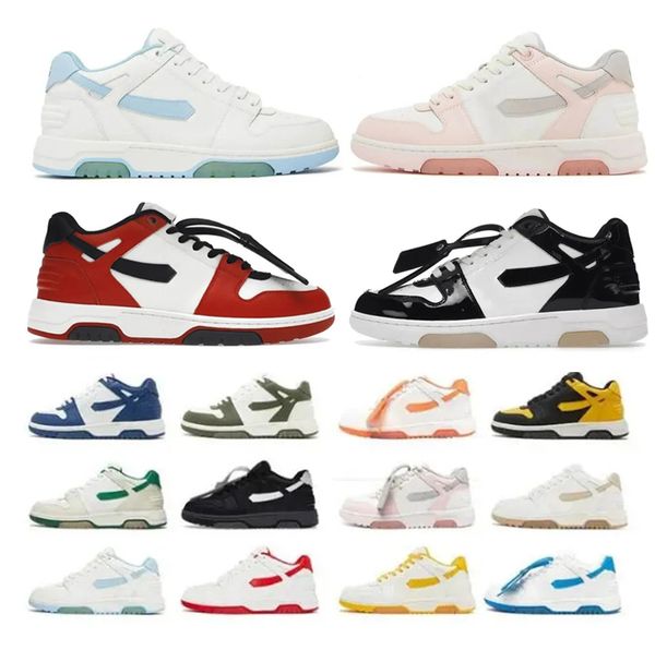 Low Tops Dress Shoes Designer Out Of Office Trainers Casual Shoe Black White Blue Orange Distressed Leather Platform Mens Women Loafers Snea