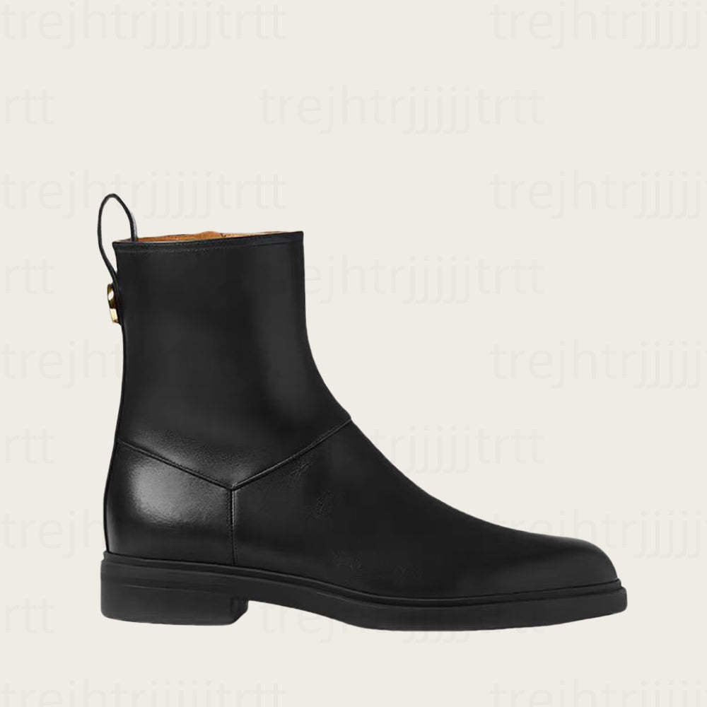 Top quality cowhide Low Heel Ankle Boots Full Grain Leather Round toe Fashion Boots women&#039;s outdoor shoes luxury designer Motorcycle boots fact