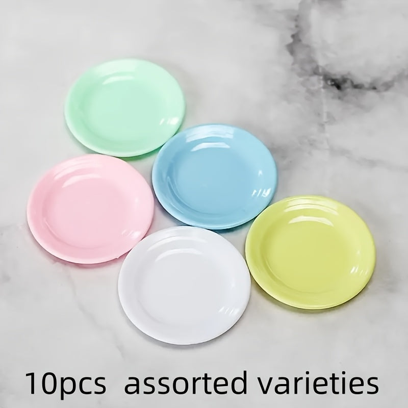 TEMU 10pcs Vibrant Mini Resin Plates For Diy Crafts, Jewelry Making & Micro Landscape Decorations - Pastel Colors, Ideal For Bead Assortments &