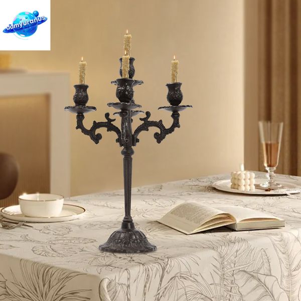 ddmyuranus 5-Arm Vintage Holder Tabletop Candle Stand Cast Iron Candlestick Holders