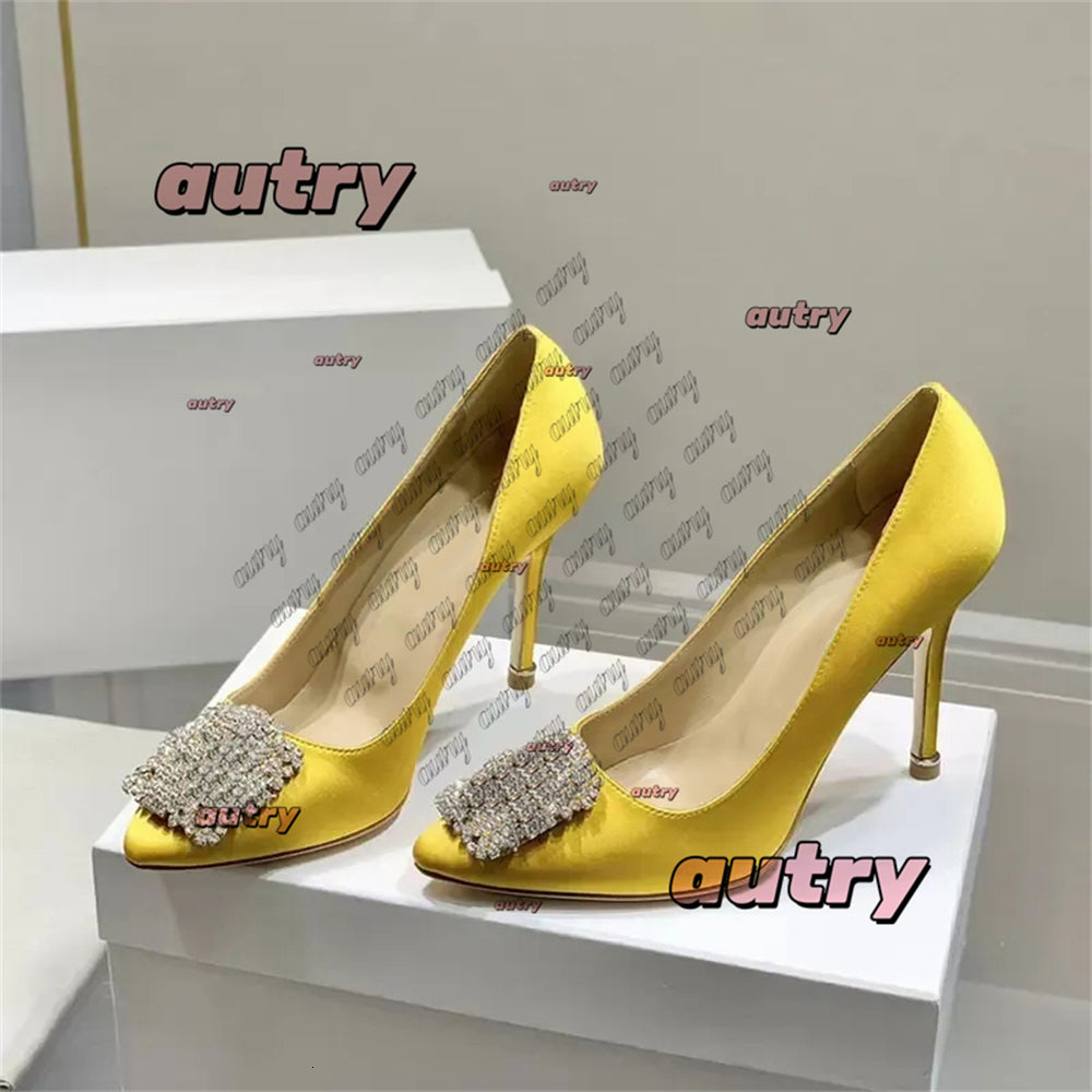 Designer High Heels Slingback heels Pointed Toe heels Rhinestone crystal square Buckle-detail Satin Stiletto heels Women sandals Pumps Dress shoes s