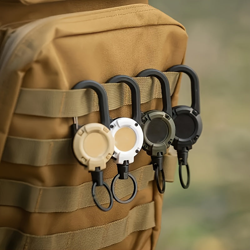 TEMU Camping Tactical , Retractable , Steel Cord, Multi-functional Keychain, Camping Elastic Loss Prevention Cord, Backpack , Badge Clip, Clip, Id