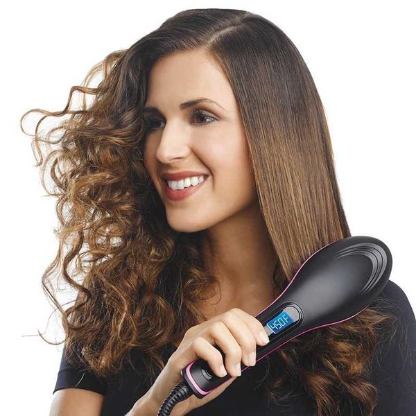 Hair Straighteners Electric Hair Straightener Brush Ionic Hair Straightening Iron Professional Ceramic Hair Styling Massager Tools Heating H