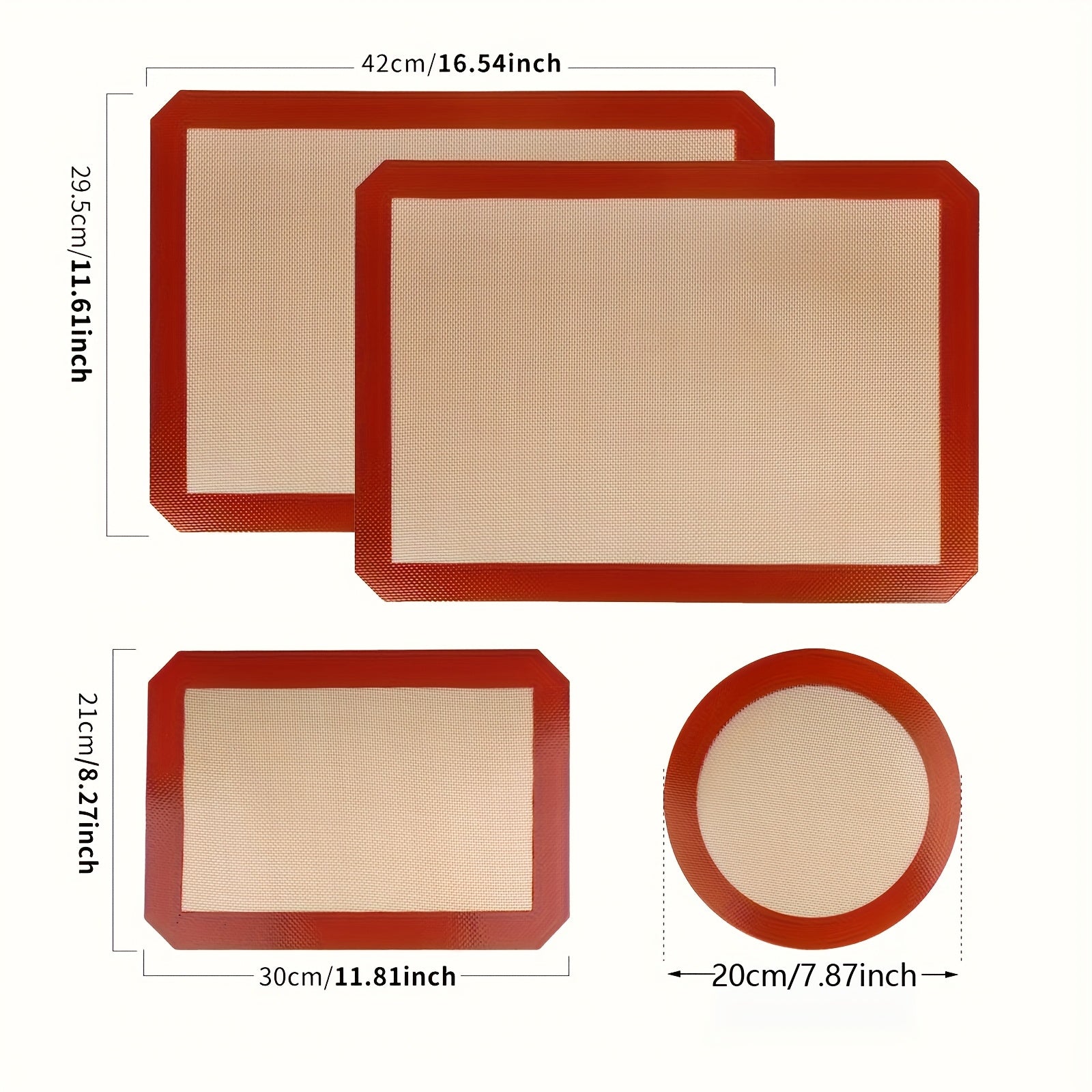 TEMU 4pcs, Silicone Baking Mat Set, Food-grade Reusable Mats, Round And Square Cake Pans, Macaron Cookie Rolling Dough Pad, Baking Tools, Kitchen