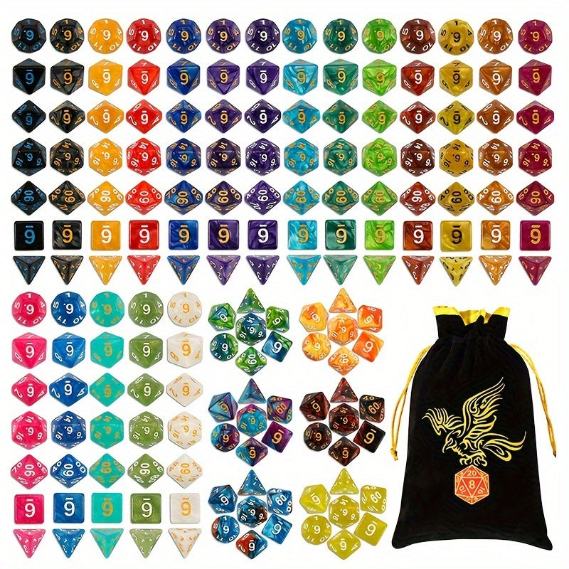TEMU Dnd Double-colors Polyhedral Dice Sets For D&d Rpg Mtg Table Games D4 D6 D8 D10 D% D12 D20 25 Colors Dice With 1 Large Flannel Bag, 25 X 7