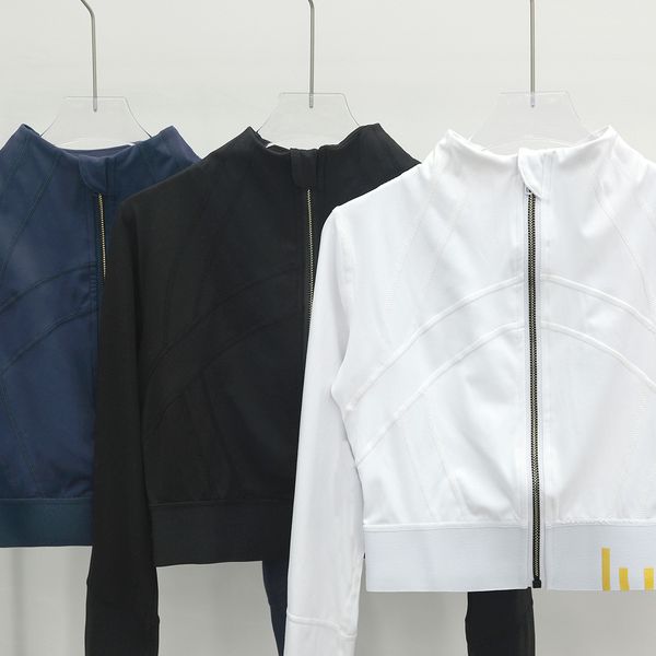 Lemon-1442 Women Yoga Short Jackets Workout Sport Coat Fitness Jacket Sports Quick Dry Activewear Top Solid Zip Up Sweatshirt Sportwear