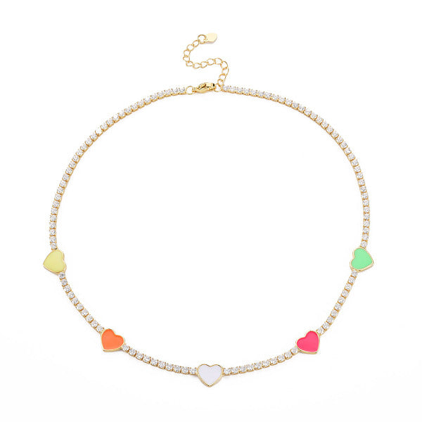 Circonio cúbico de latón con collares colgantes de esmalte