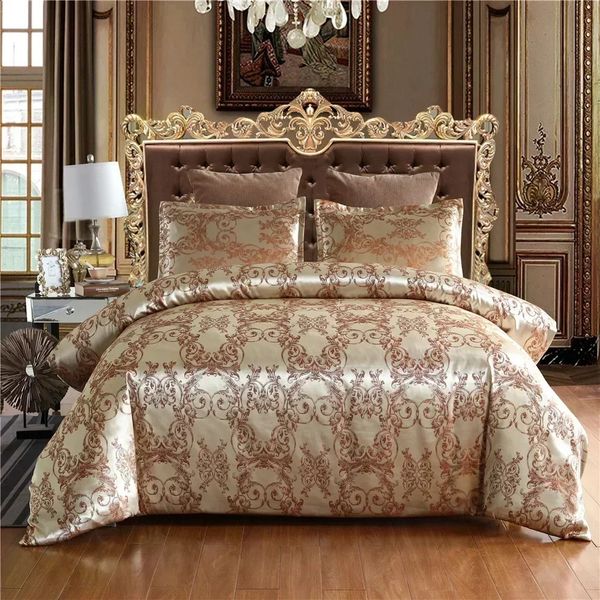 High End Jacquard King Size Bedding Set European Wedding Sets Queen American Satin Double Duvet Cover 220x240 241119
