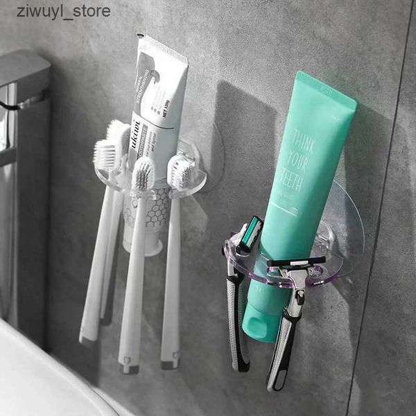 Toothbrush Holders Bathroom storage rack self-adhesive toothbrush holder dental pad dispenser shaver organizer shaver holder household small