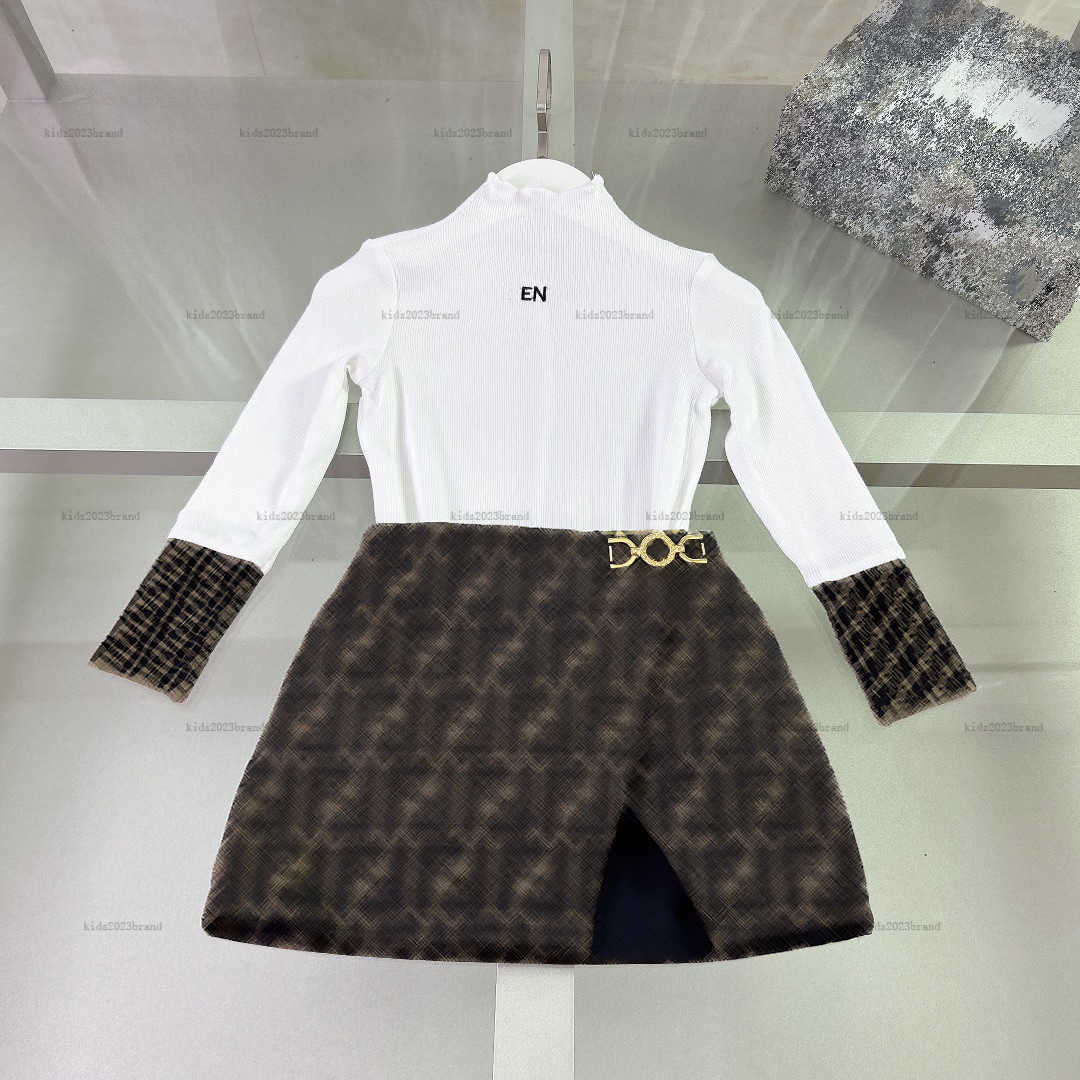 New girls dress child skirt set Embroidery logo baby Princess dress set kids designer clothes Long-sleeved sweaters and monogrammed skirts