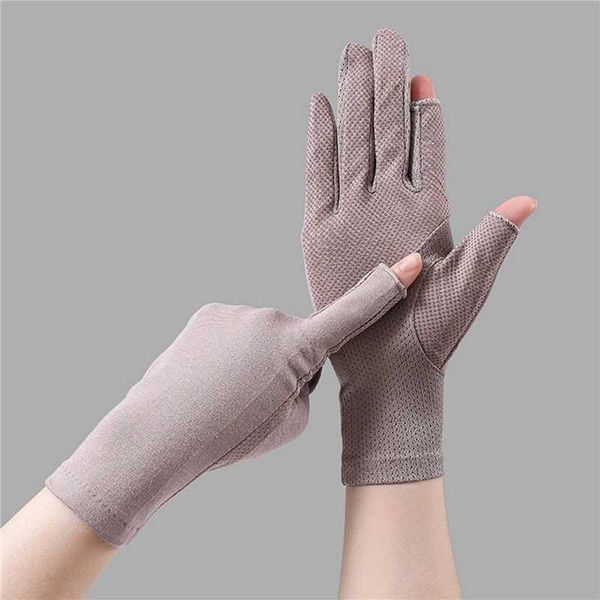 Summer and Autumn Womens Thin Lace Show Finger AK Finger Cycling UV Sunscreen Finger GlovesW241018
