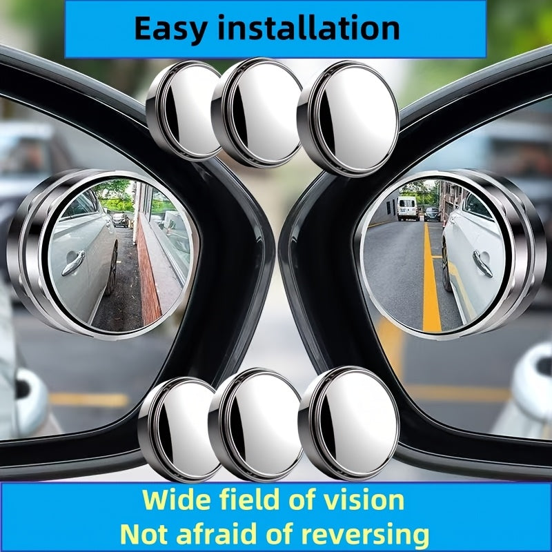 TEMU 6pcs Small Round Mirrors For Car Rearview Mirrors Are 360-degree Blind Spot Removers, Which Are Reflective Mirrors And Useful For Backing Up