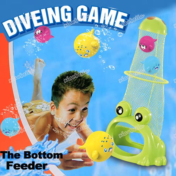 Novelty Games Summer Diving Training Toys Feed The Frog Game Bottom Feeder Underwater Swimming Pool Dive Bath for Boys and Girls 230412