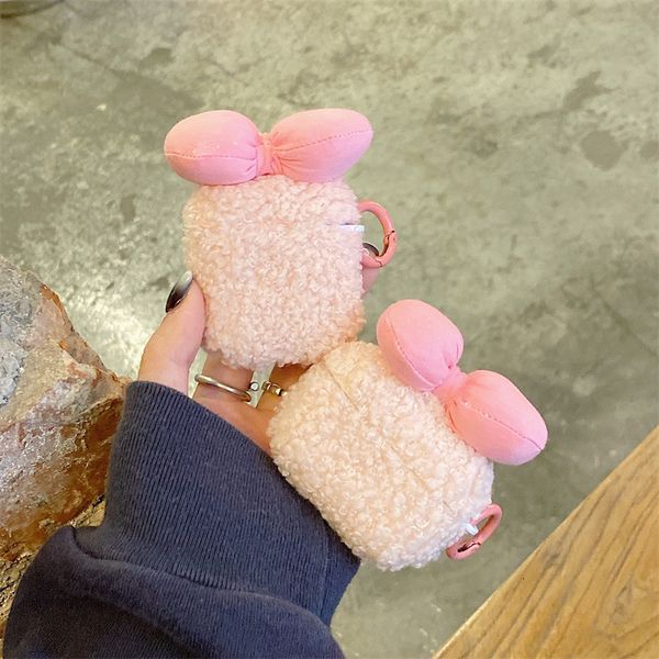 ddmygifts Plush pink bow suitable for Pro 1-2-3 generation Bluetooth wireless headphone cover protective case A