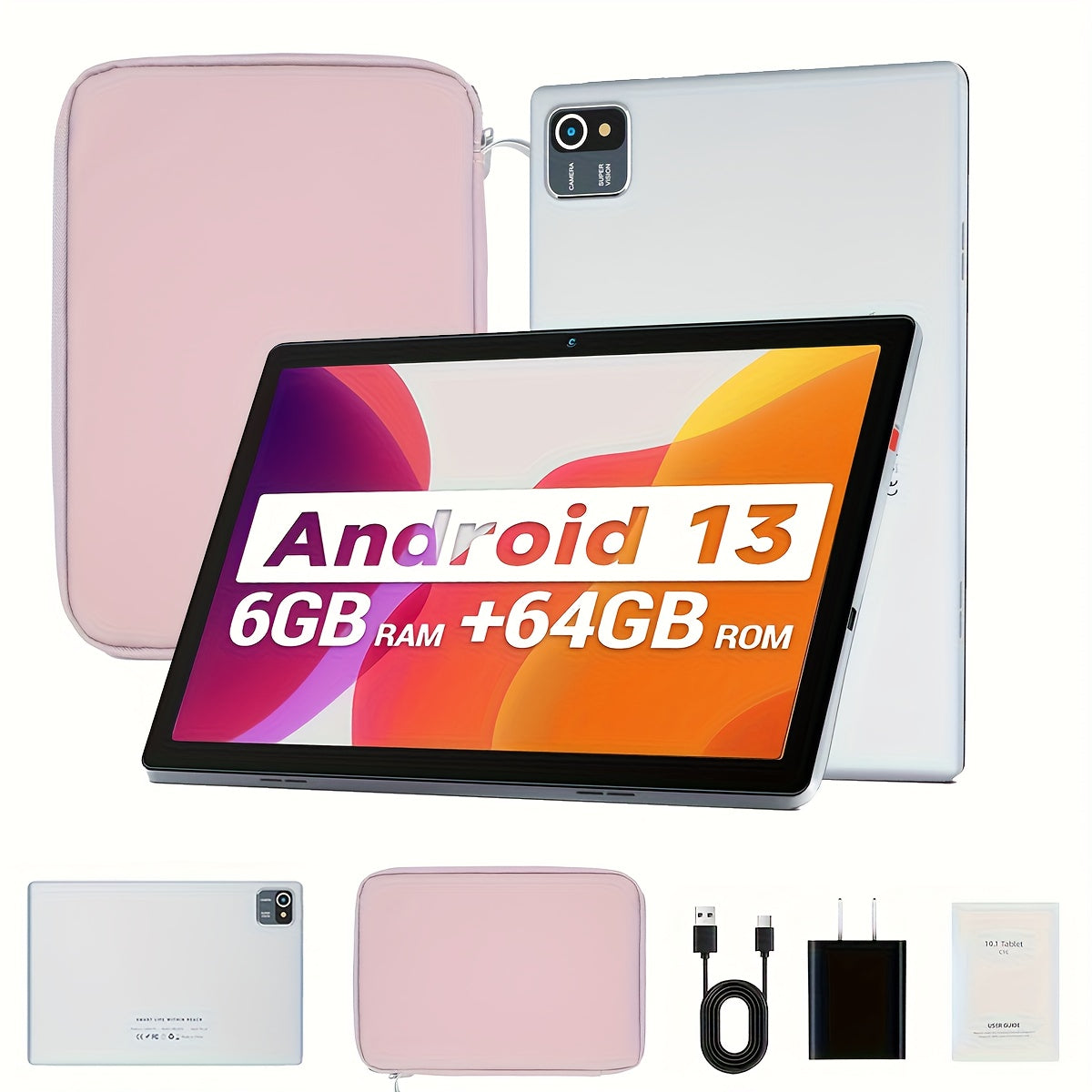 TEMU Aeezo 10.1-inch -core Tablet, 64gb Rom, 6gb , 13, 5000mah Battery, 800x1280, With Wireless Keyboard, Stylus Without Electricity, Mouse, Leather