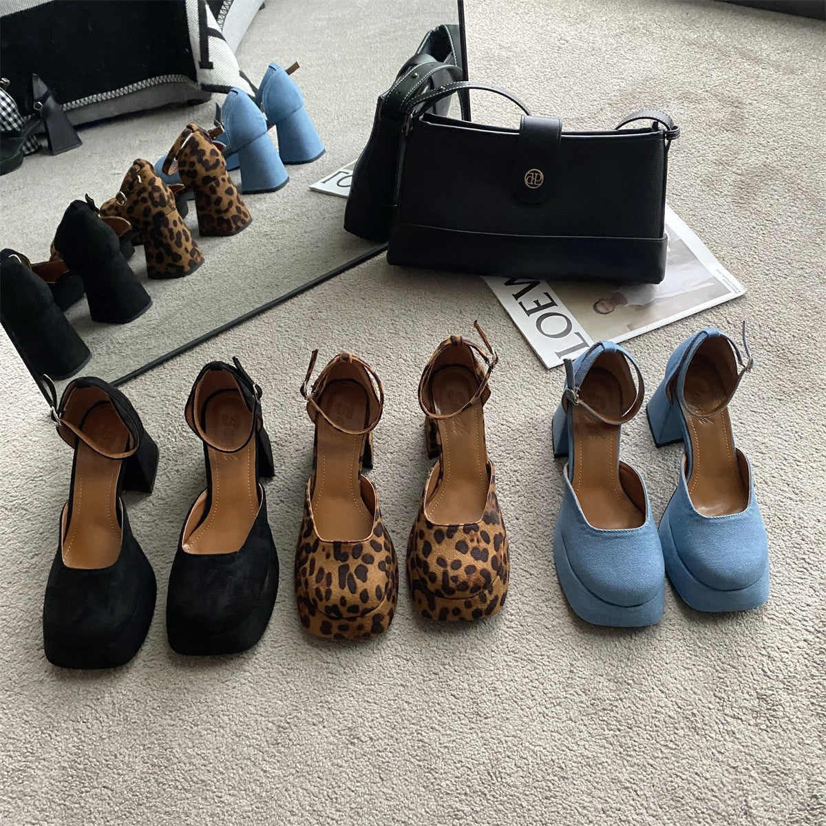 Luxury Retro Ultra High Heels Shoe Platform Mary Jane Shoe Banquet Women Heels Sandals Designer ELegant