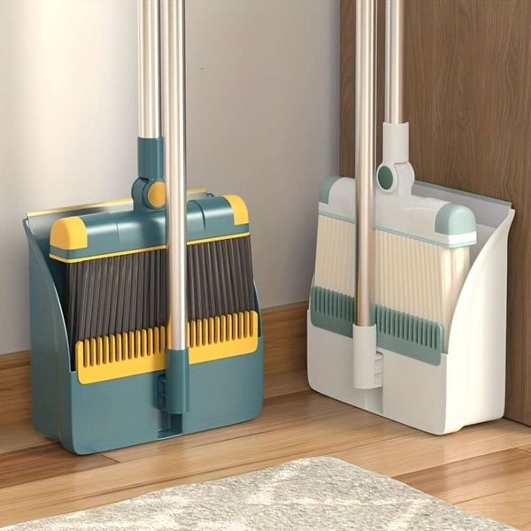 1 Household Set, Durable Sweeping Broom and Long Handle, Creative Dustpan with Comb Tooth, Floor Tool, Pet Hair Removal, for Home Office Sch