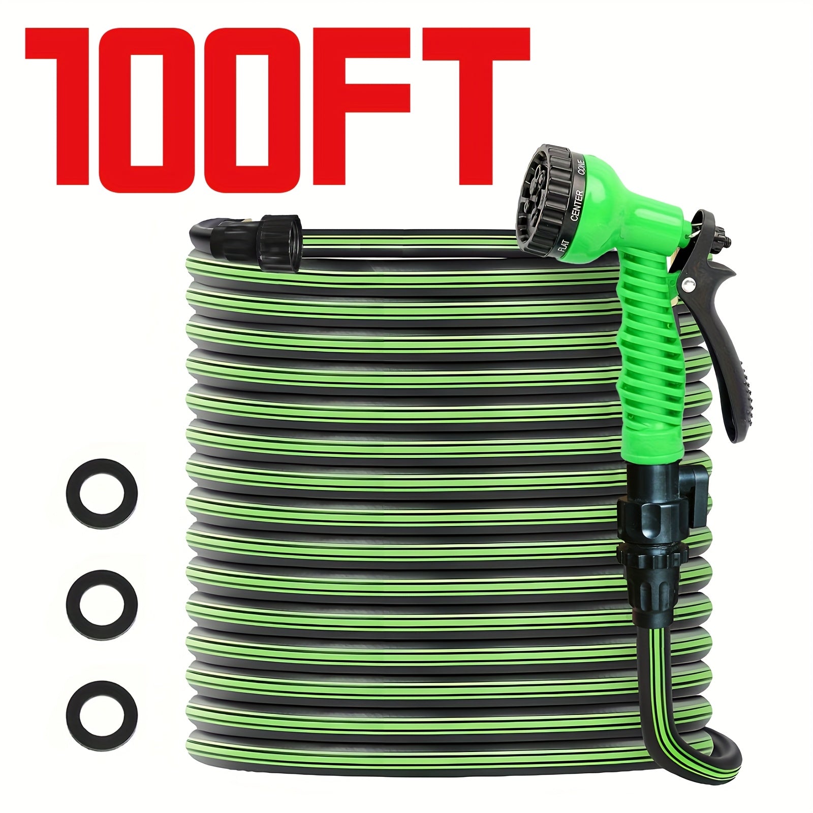 TEMU 100ft Garden Hose, 7 Adjustable Function Nozzles, Leak Proof Design, Car Washing Water Pipe, Garden Watering Water Pipe, Garden Watering Water