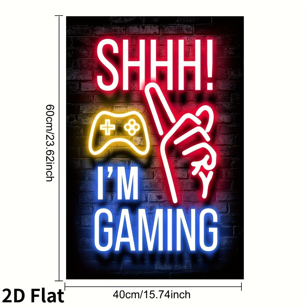 TEMU 1pc Neon Gaming Poster Canvas Art For Esports Room, , And Boys' Bedroom Wall Decoration