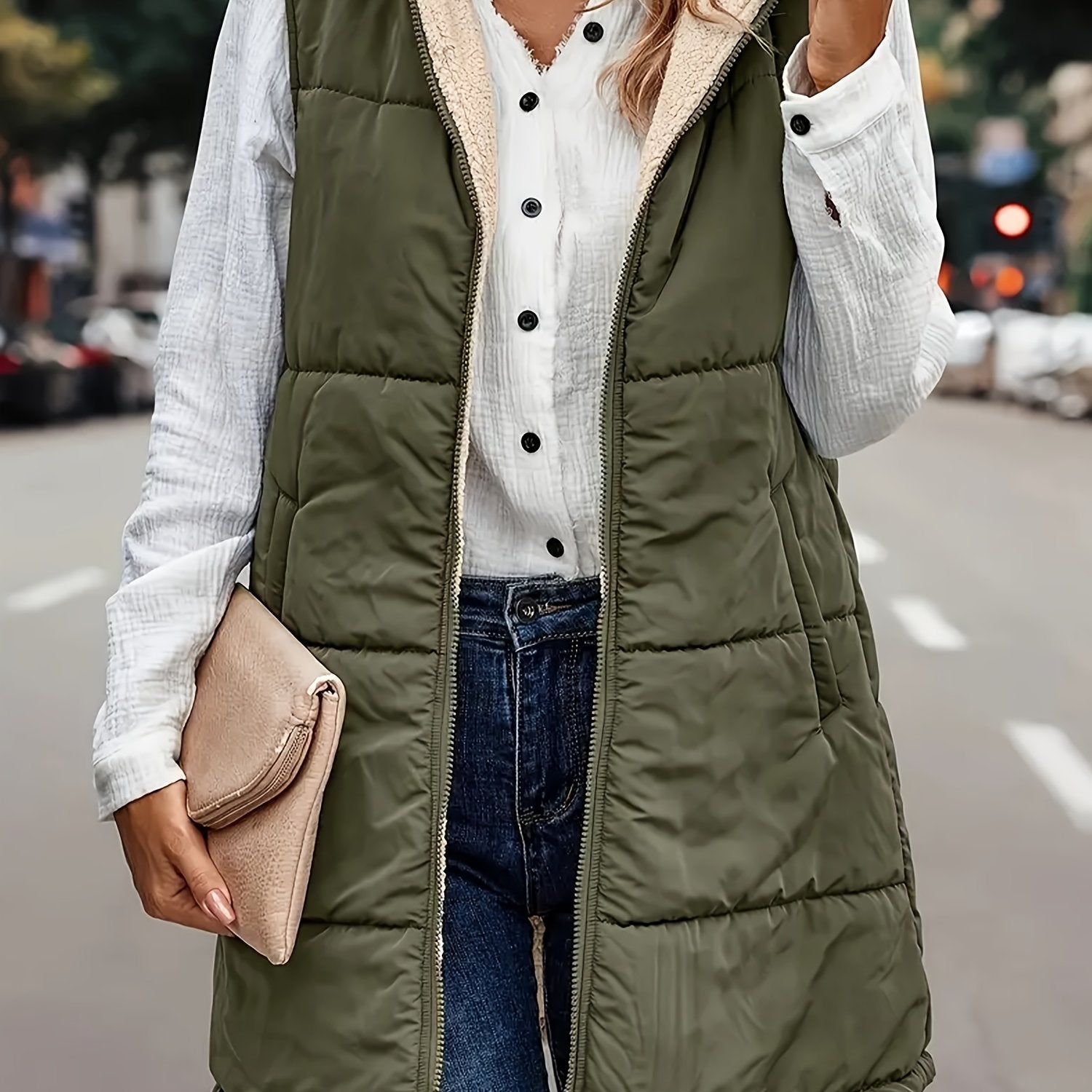 TEMU Siamese Cat Themed Artificial Fur Sleeveless Hooded Reversible Vest, Outdoor , Cold Weather Clothing, Stylish Outerwear, Elegant Design, Warm