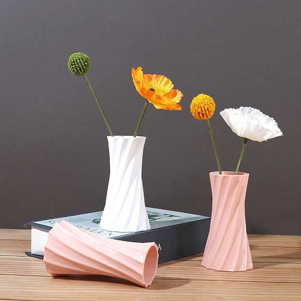 Vases Nordic Vase Modern Plastic Flower Vase Flower Pot Basket Home Living Room Payty Wedding Decoration Ornament Home Decoration z241212