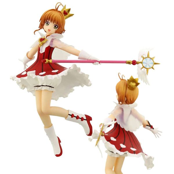 Mascot Costumes Genuine 17cm Anime Figure Kinomoto Sakura Card Captor Transparent Card Standing Model Dolls Toy Gift Collect Boxed Ornament