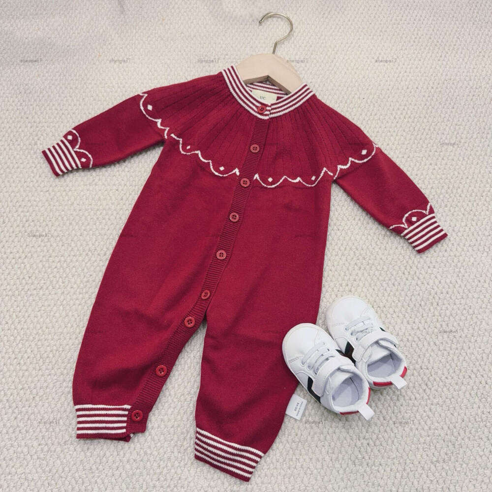 Top newborn jumpsuits White stripe design toddler romper designer Baby clothing Long sleeve Knitted infant bodysuit A384X11N096
