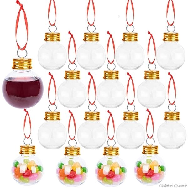 Christmas Decorations 50ml Christmas Transparent Fruit Juice Bottle Pendant for Filling Wine Beverage Candy DIY Crafts Hanging Ornaments N03