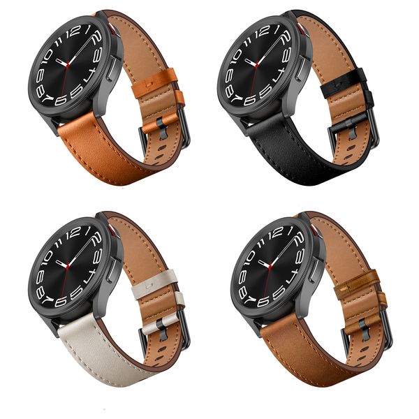 Genuine Leather Smart Watch Band for Samsung Huawei Watches 20mm 22mm Plain Watchband Strap Smartwatch