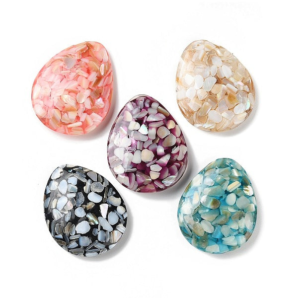Natural Freshwater Shell Dyed Chip Resin Big Pendants