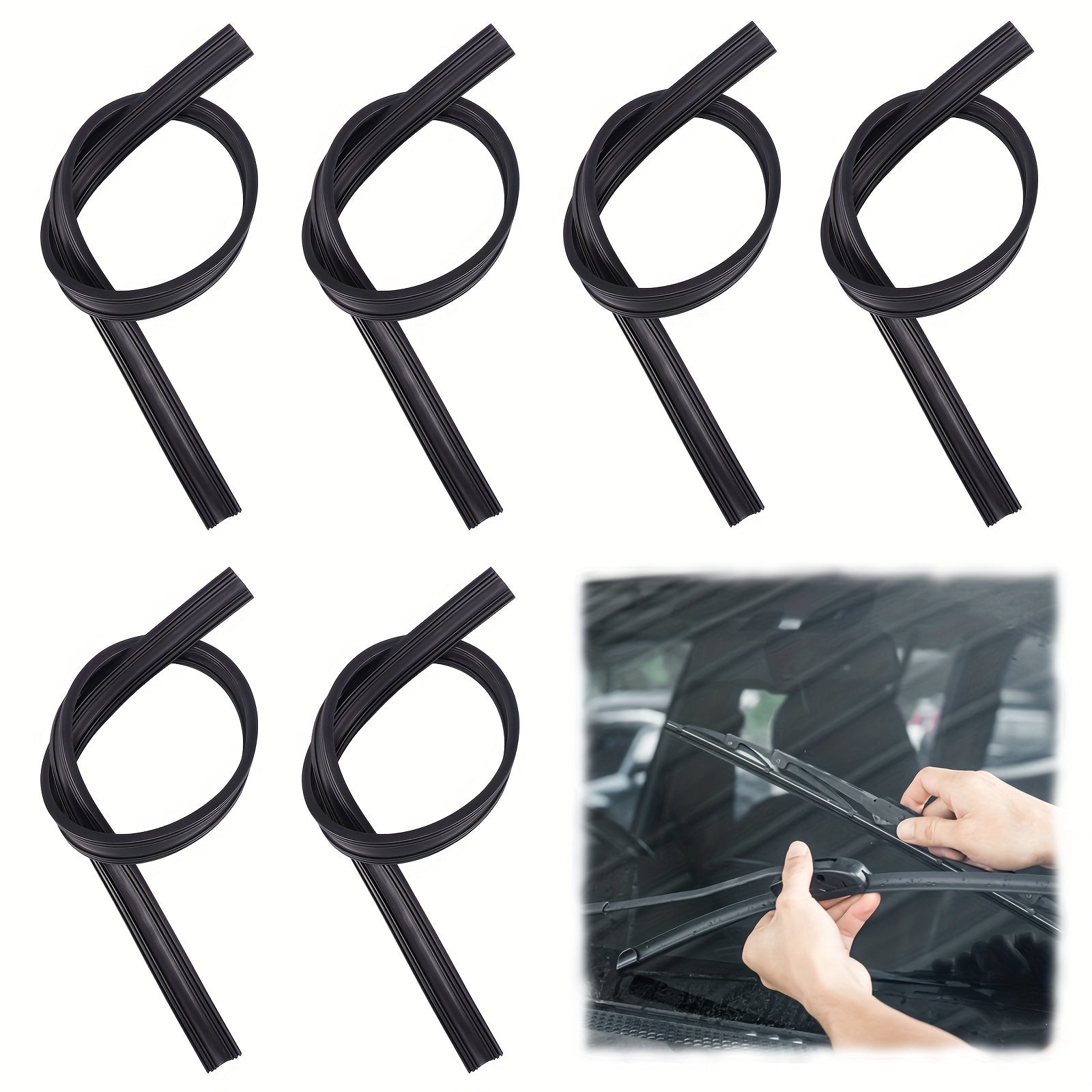 TEMU 6pcs 28 Inch Silicone Wiper Blade Replacement, Car Frameless Wiper Blade Refill, Blades, Sleek Wiper Blades, Durable Material, Multipack Blades,