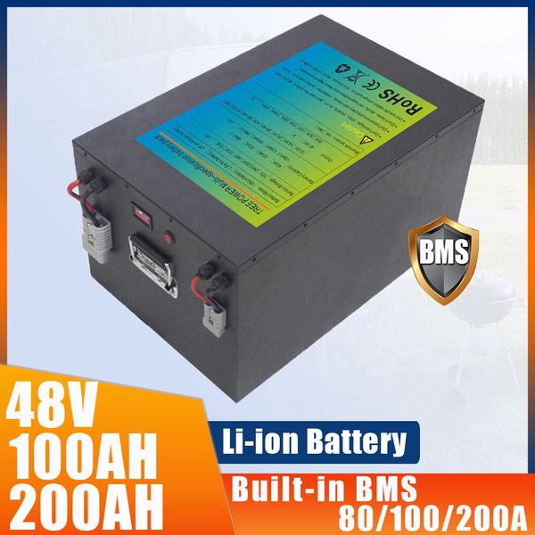 48V 100AH 200AH Li-ion Built-in 80A 100A 200A BMS Lithium Polymer Battery For Electric Cars Coaches Caravans Wheelchairs