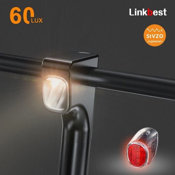 Link 60 Lux Headlight Led Bicycle Light Waterproof Ipx6 6V-58V For Ebike Escooter Front Tail Rear Light Cycling Accessory 240715