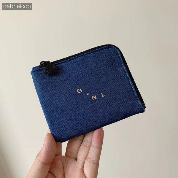 Designer Denim Blue Wallet Azure Small Card Bag Classic Logo Print Zipper Lipstick Coin Stamp Square Storage Bag Coin Purse