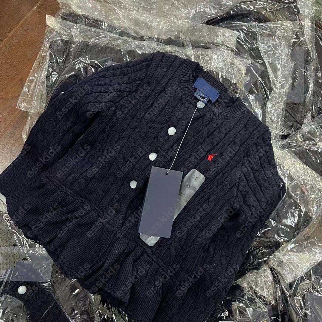 Classic Knitted Cardigan Girls Coat Kids Designer Clothes Autumn Winter Sweaters Baby Kid Knit Shirts Outerwear Ruffled Jacket Children DPD2509093