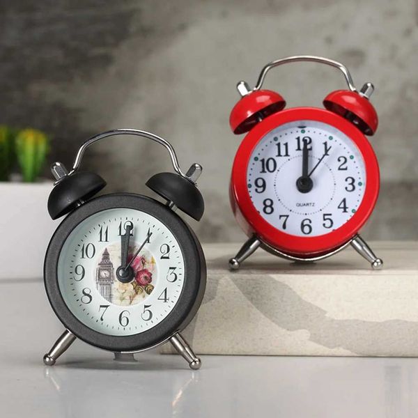 Creative Metal Material Small Alarm Clock Garden Small Fresh Desktop Mini Alarm Clock Kids Alarm Clock(Red) Y240904