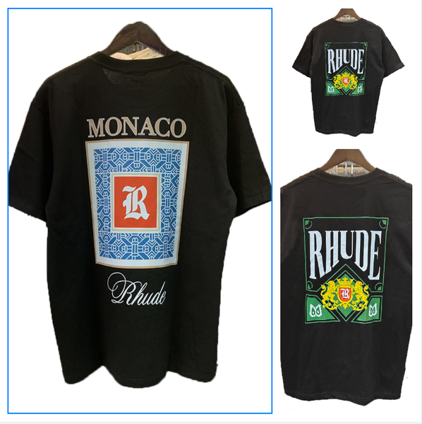 Rhude Mens t shirt designer shirt rhude shirt short sleeves designer mens shirts rhude shorts letter printing beach style tees lisa ann play