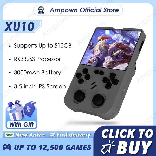 Ampown XU10 Handheld Game Console 3.5-inch IPS Screen 3000mAh Battery Linux System Built in Retro Gaming Portable Video Game Console X241121