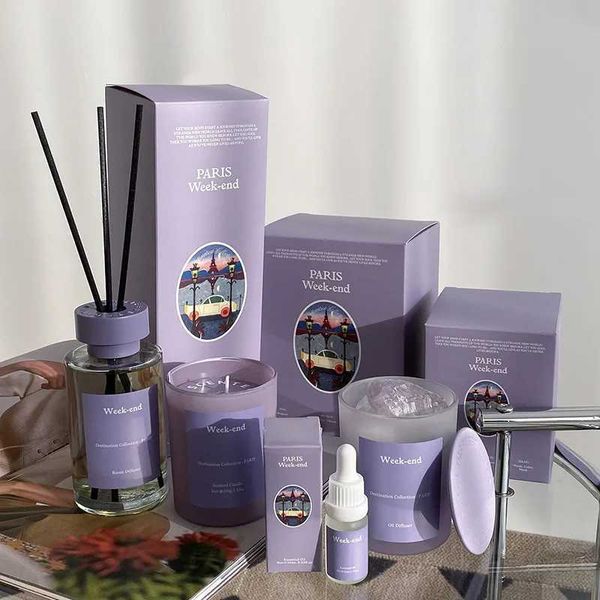 A fresh and elegant box with scented candles smokeless perfume and crystal stones for birthday in Paris on weekendsX240823