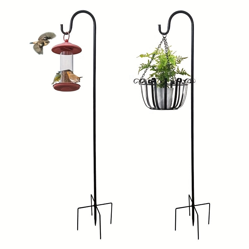 TEMU 2 Pack Hooks - Heavy Duty Metal Garden Hooks For Solar Lights, Birdhouses And Planter Baskets, Adjustable Outdoor Flagpole Lamp Post With Hooks