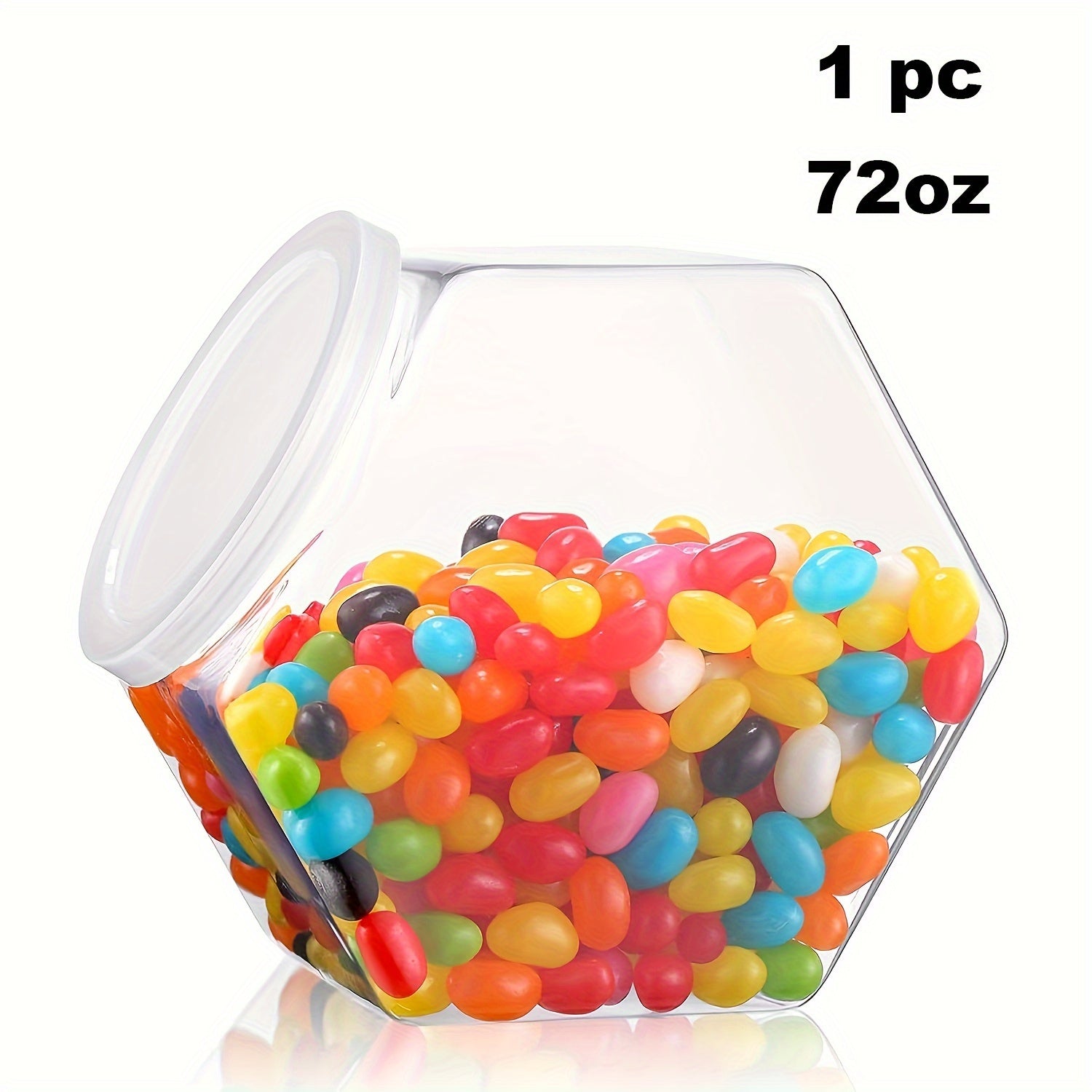 TEMU 72oz Hexagon Candy Jar With Lid - Clear Plastic Storage Container For Snacks, , Dog Treats & Coffee Pods - Kitchen Organization
