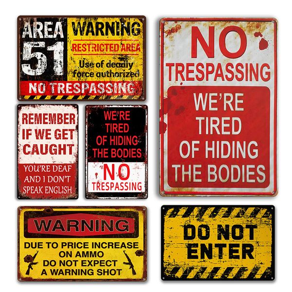 Customized Vintage Warning Metal Tin Signs Movie Gasoline Beer Wall Decor for Home Bars Garage Cafe Club Man Cave Pubs Retro Tin Sign YFA206