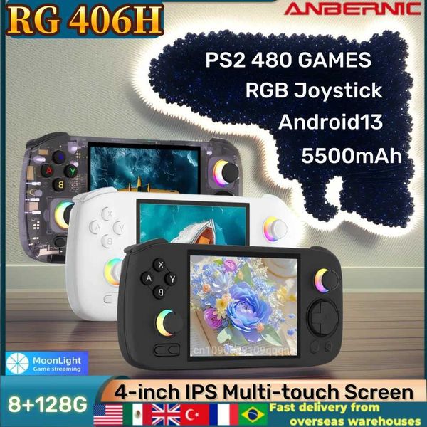 Portable Game Players RG406H Video Console 4-inch HD Screen Android 13 Bluetooth WIFI 8G+128G PSP PS2 Gaming H250114